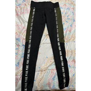VS PINK Cozy Leggings with Green Siding and Pockets